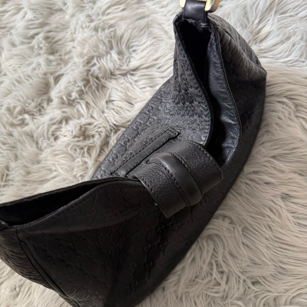 GUCCI Black Guccissima Leather New Web Hobo Shoulder Bag - Picture 7 of 14